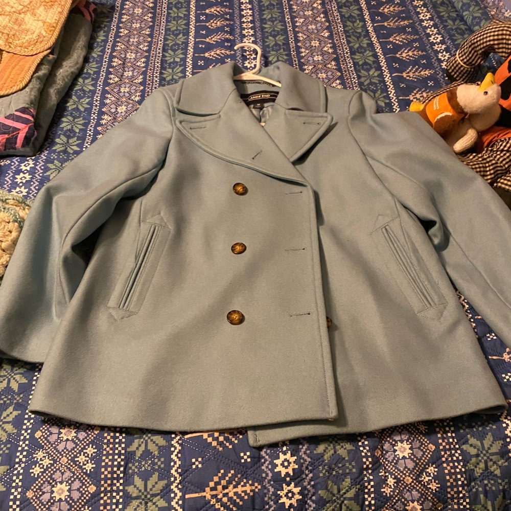 Lands End Blue Peacoat